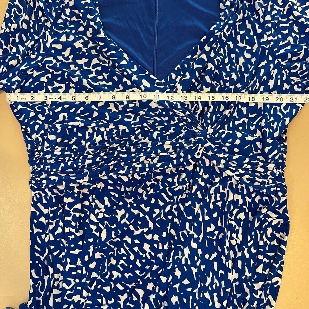 Jessica Howard Blue and White Faux Wrap Dress Size 20W - Picture 3 of 9